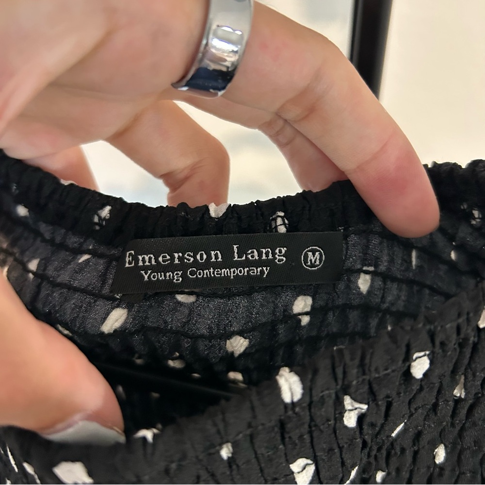 Emerson Lang Black and White Polka Dot Blouse - Picture 3 of 7